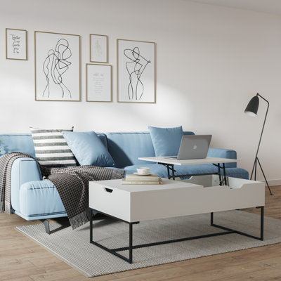 Table basse à plateau relevable avec rangement