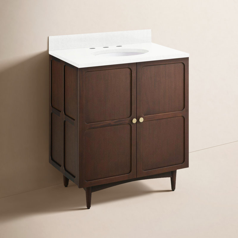 30" Delavan Vanity With Undermount Sink, Feathered White Quartz, 8" Widespread