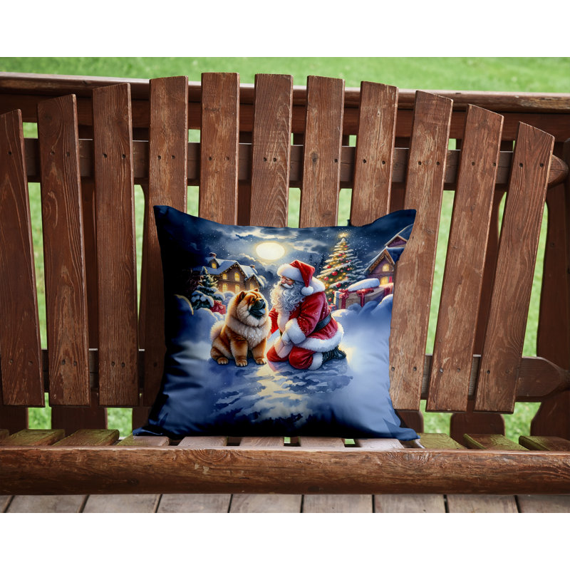 Coussin Chow Chow and Santa Claus, H 14 po x l 14 po