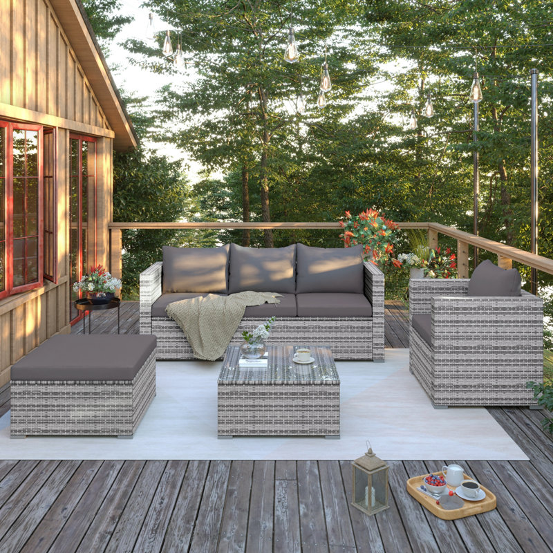 Dakota Fields Eka 5 Seater Rattan Sofa Set & Reviews | Wayfair.co.uk