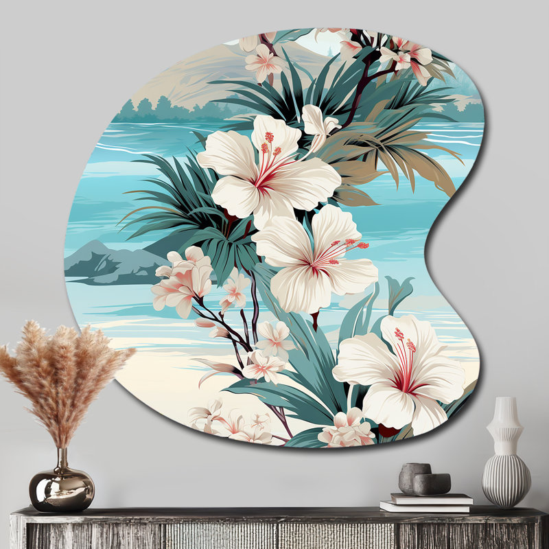 Décoration murale en métal bord de mer à motif tropical de reflets bord de mer, H 33 po x l 33 po