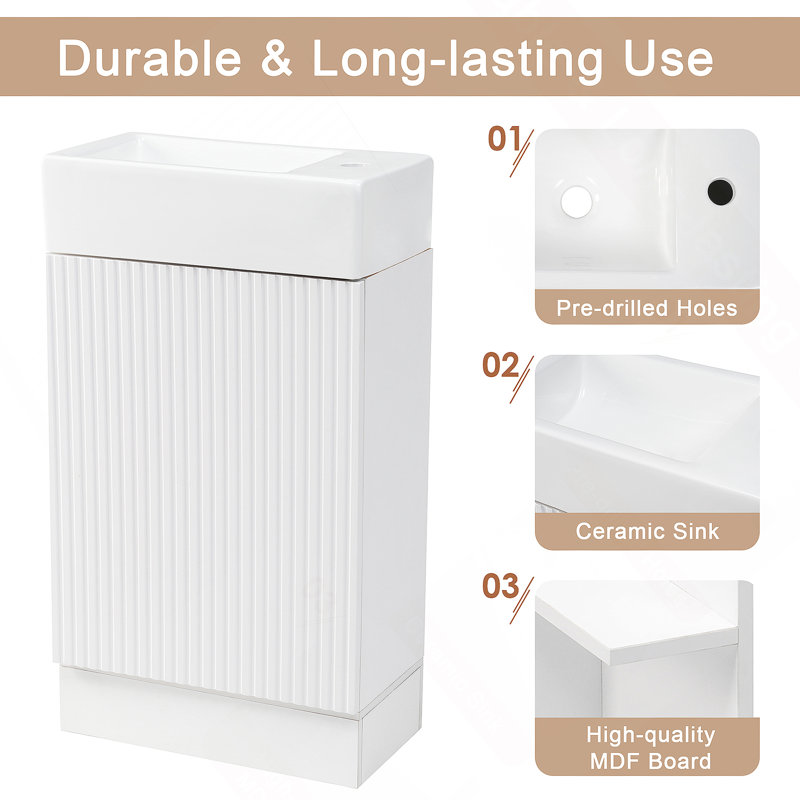 Meuble-lavabo avec lavabo, meuble-lavabo avec tablette réversible à deux niveaux