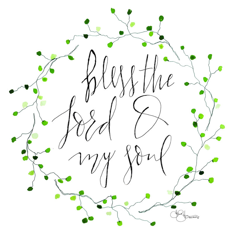 «Bless the Lord» - Art textuel, H 20 po x l 20 po, Non, Toile tendue