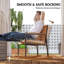 Ensemble de 2 chaises berçantes d'extérieur en bois d'acacia avec accoudoirs Outsunny, coussin, blanc crème