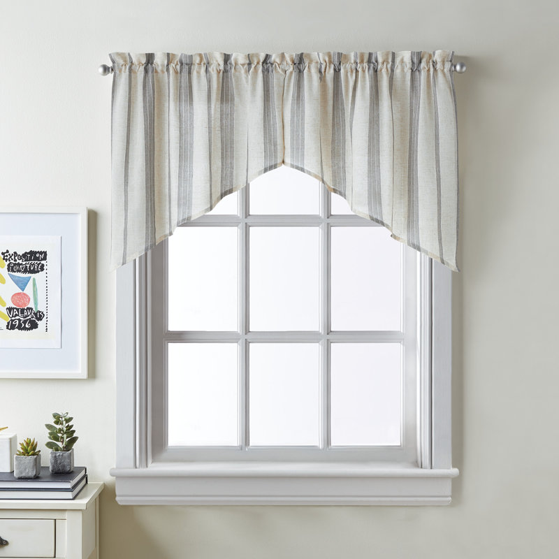 Salerna Striped Swag 54'' W Window Valance in Gray