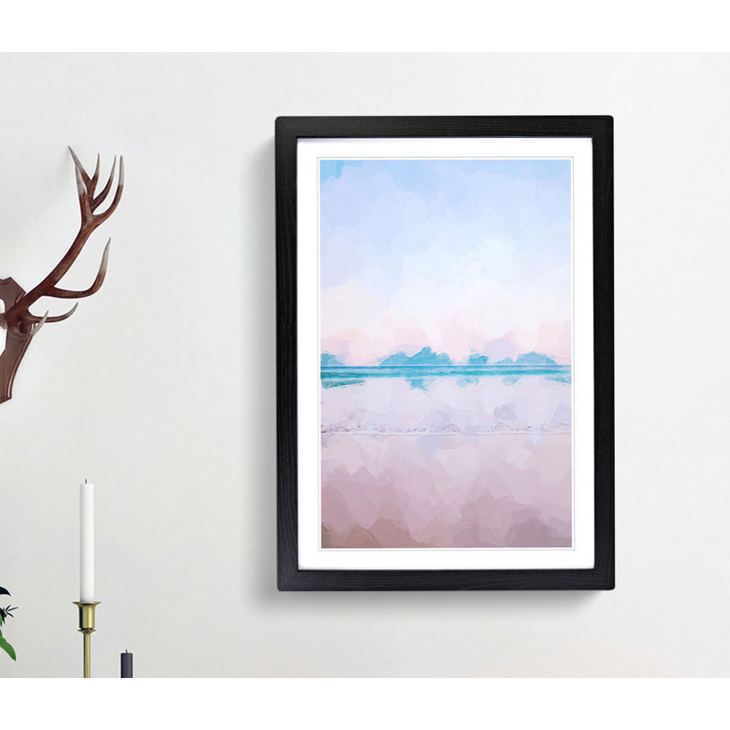 Luz Beach in Portugal in Abstract - Picture Frame Graphic Art Print, 91cm H x 60cm W x 2cm D, Black