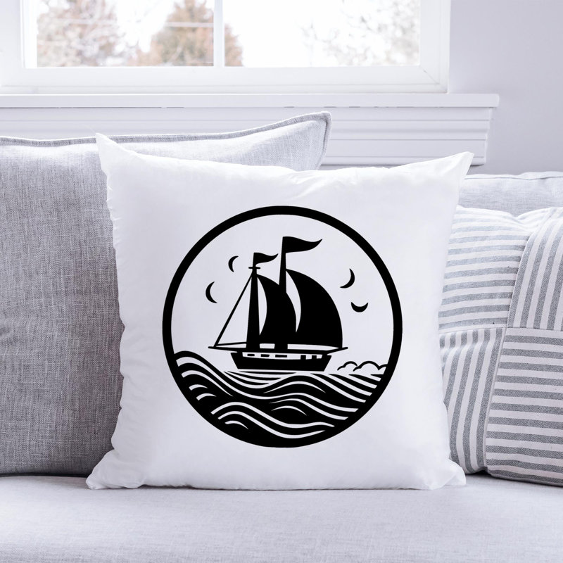Nautical Sea Life_403 - Coussin décoratif avec coussin décoratif, H 18 po x l 18 po