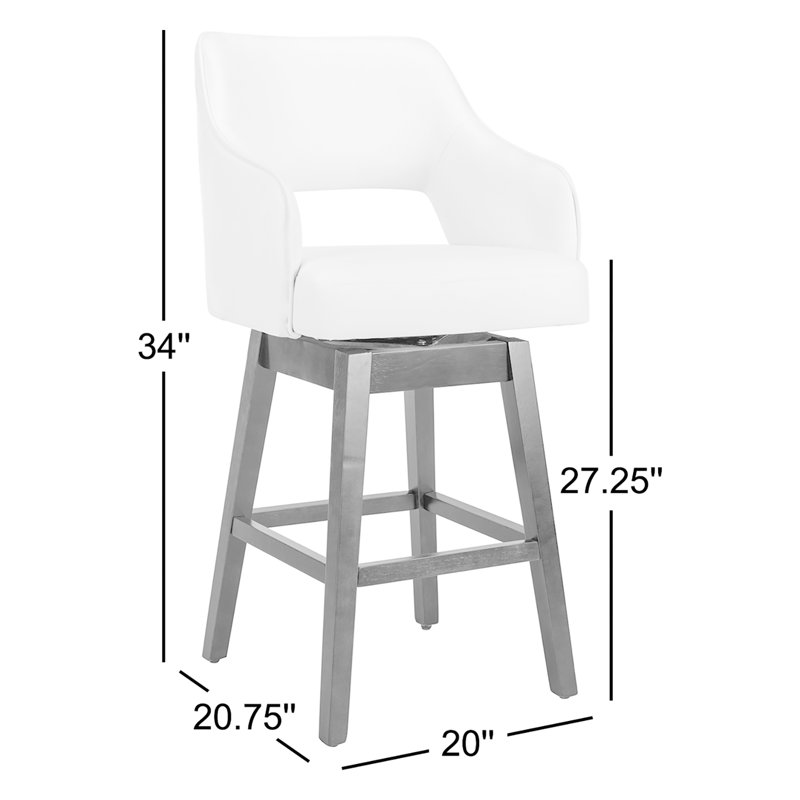 Tabouret de comptoir pivotant Kyalee, Café noir, Blanc