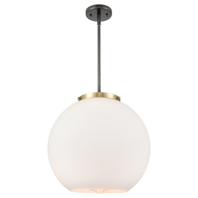 Ballston - Ellington - Luminaire suspendu 1 tige - Ampoule DEL - Finition laiton brossé - Abat-jour blanc mat