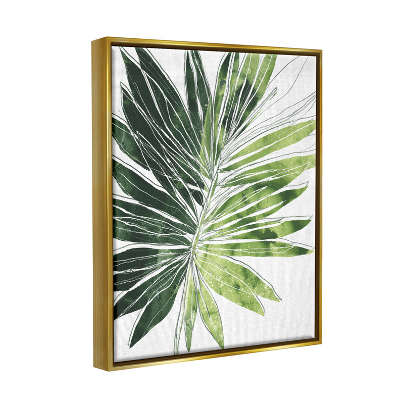 «Green Pop Palm Leaves Expressive Linework», art mural par June Erica Vess, H 21 po x l 17 po x P 1,7 po