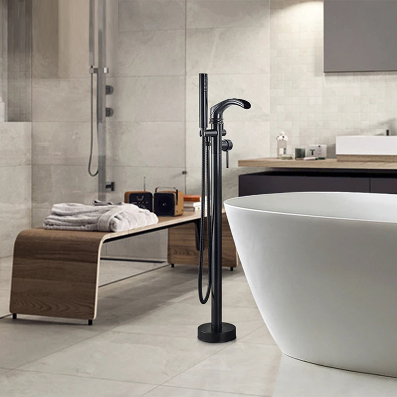 Bec de baignoire monocommande à fixation au sol, Noir mat