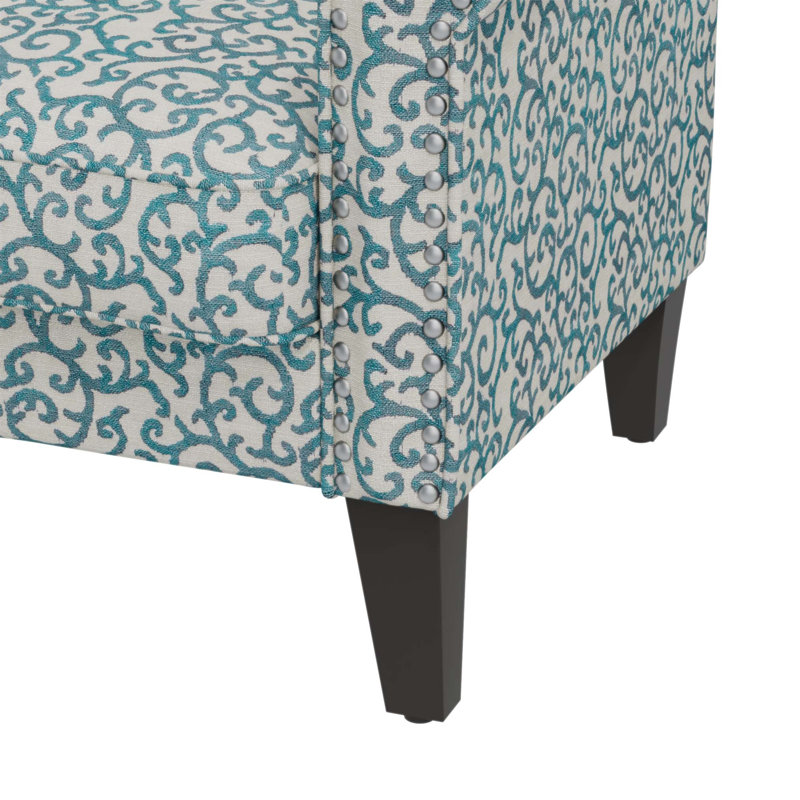 Le fauteuil d'appoint Barnet au motif de vigne bouclée avec des pieds en bois massif allie confort, durabilité et design élégant pour toute maison.
