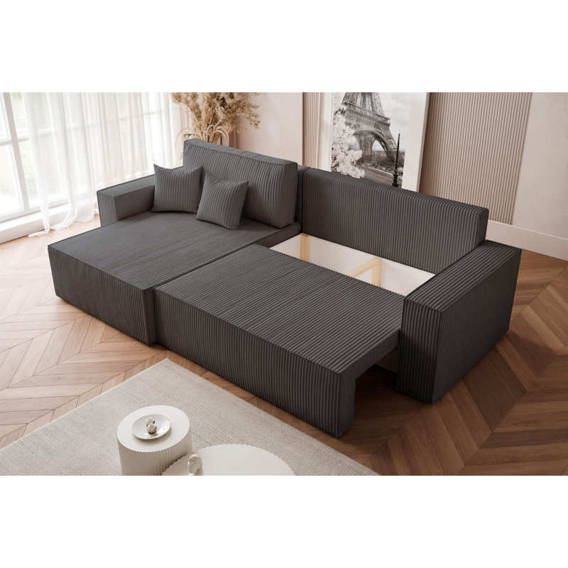 4 Seater Sofa Bed, Dark Grey