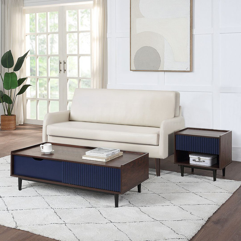 Yonda Coffee Table, Dark Brown/Navy Blue