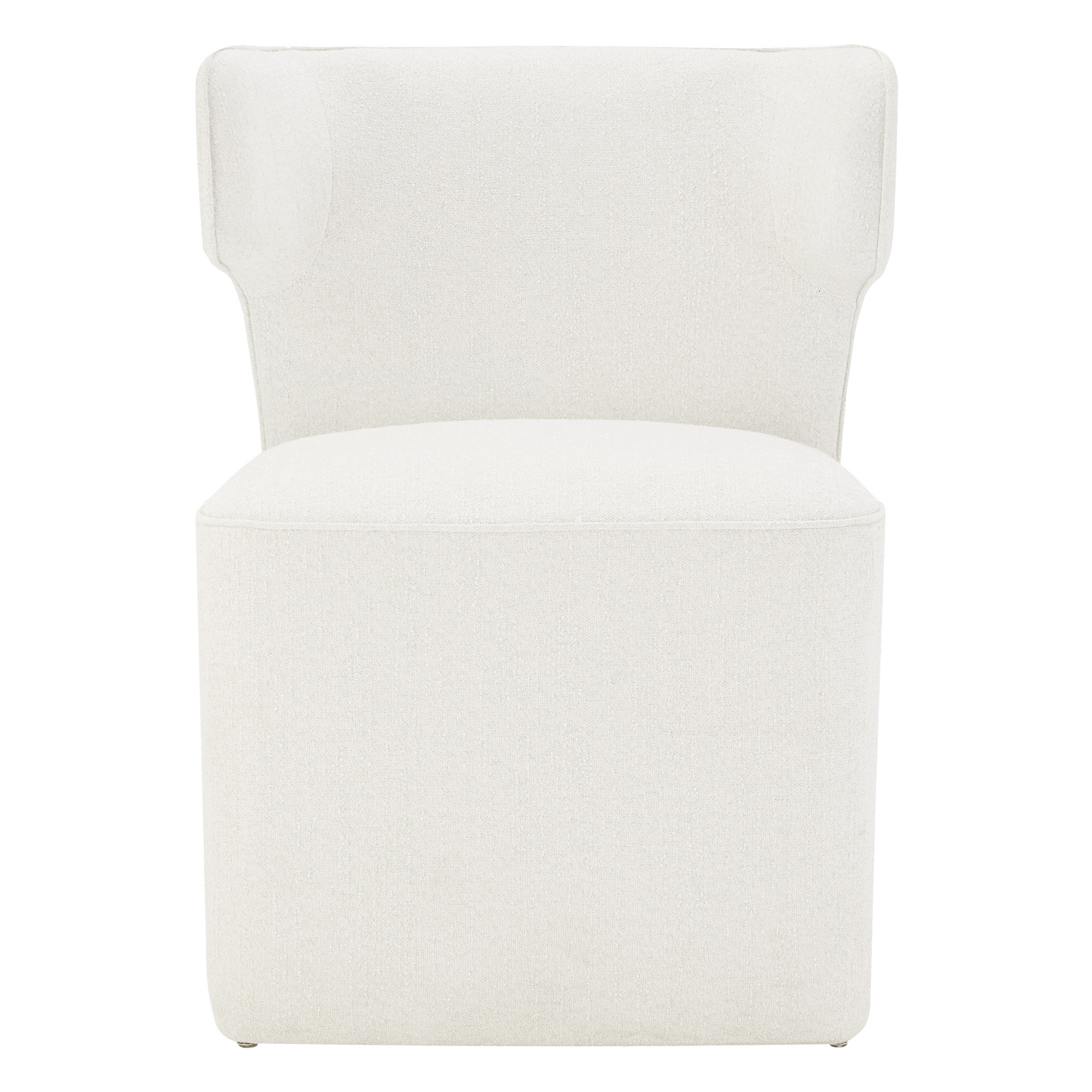 Sardinia Upholstered Dining Chair With Casters, Mellow Ivory Chenille