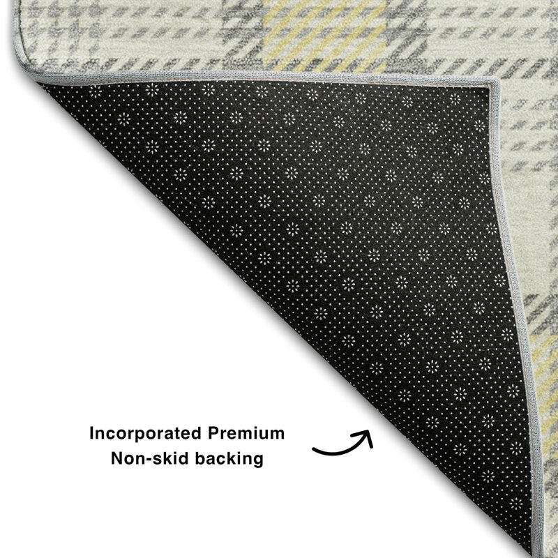 Premium Machine Washable Corum AMF1052 Plaid Rug, Rectangle 8' x 10'