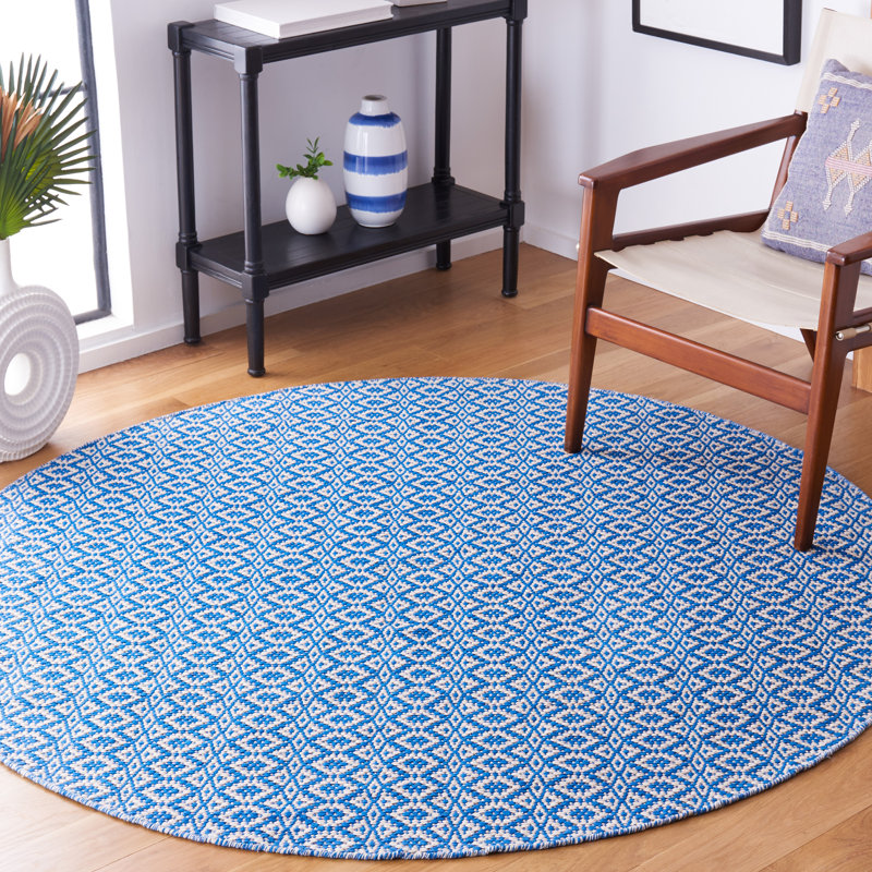 Barkeley Hand Woven Cotton Geometric Rug, Round 6'