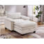 51" Oversize Chaise Lounge Chair with Ottoman and Storage  Upholstered Soft Chenille Beige