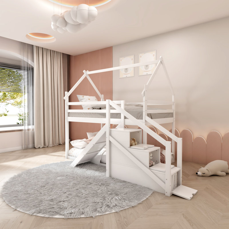 Lit superposé simple au-dessus de simple Pequena Kids, Blanc