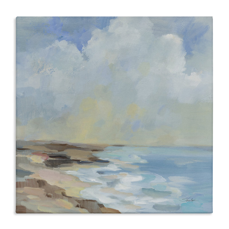 «By The Beach Shore», art mural sur toile par Silvia Vassileva, H 17 po x l 17 po
