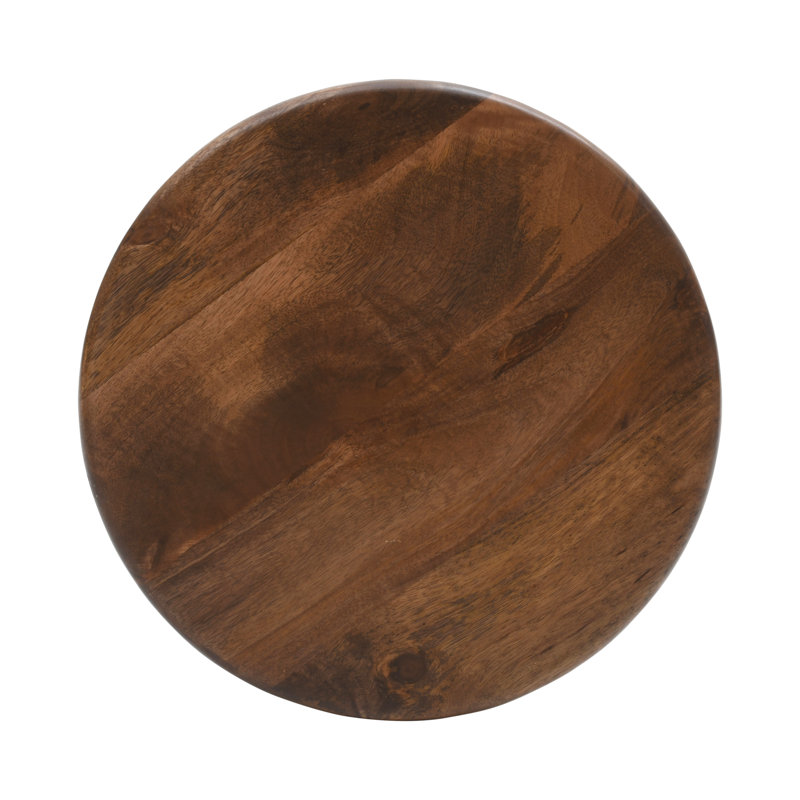 Jerrika Liddel Curved Sculptural Retro Round Mid-Century Modern Solid Wood Accent End Table, Chestnut