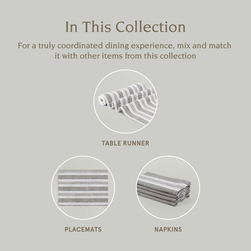 Gray Striped Cotton Woven Placemats Set of 4