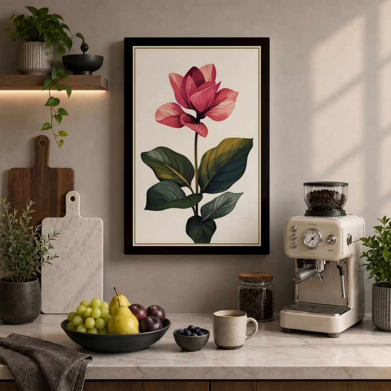 Magnolia Study Botanical - Wrapped Canvas, 30x20 - 76.2 x 50.8 cm, Cream Border