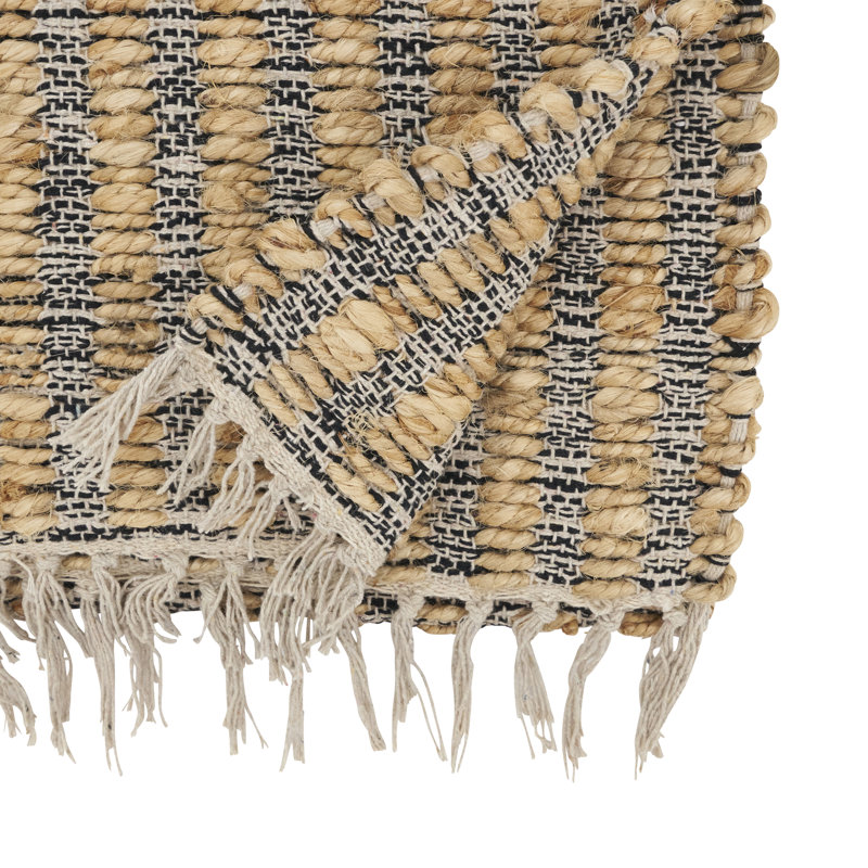 Textured Bold Stripe Fringe Table Runner