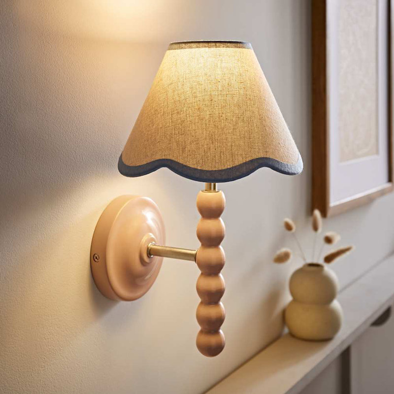 Alderic Manufactured Wood Armed Sconce, Pink, Blue, Yes
