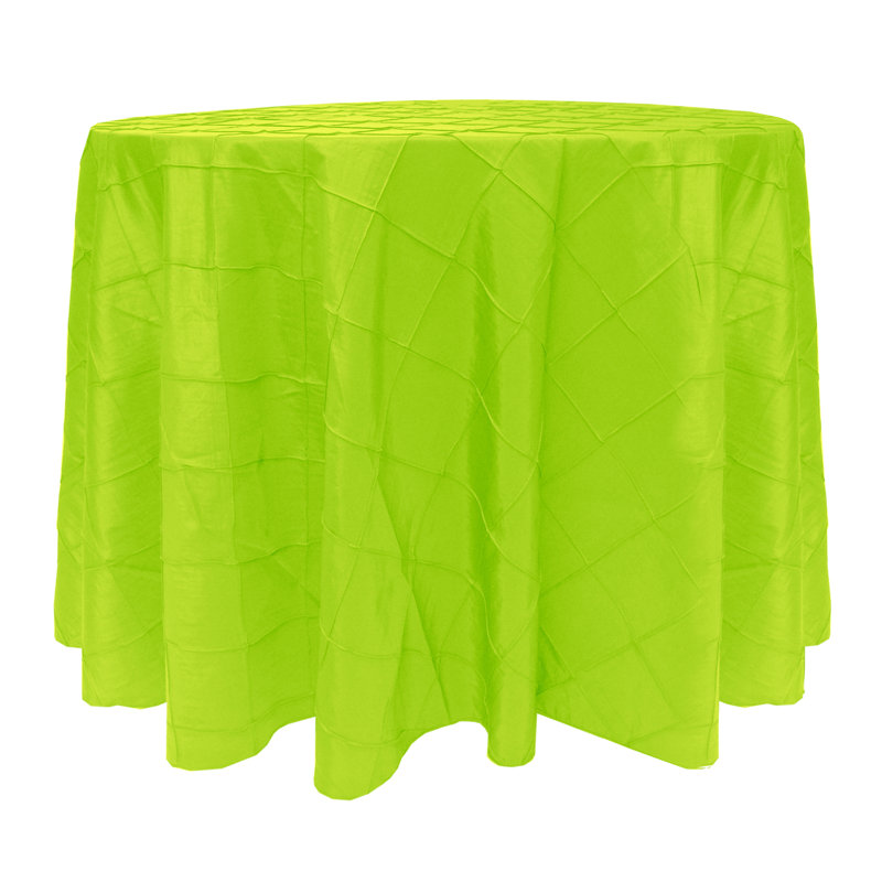 Ultimate Textile Embroidered Pintuck Taffeta Tablecloth Apple Lime Green, 132" Round, 3