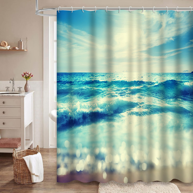 Rideau de douche à 12 crochets Beach Sunset, L 72 po x l 84 po