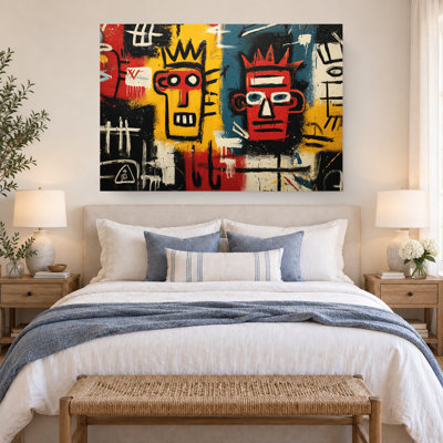Abstract Graffiti Crowned Figures Canvas Wall Art
