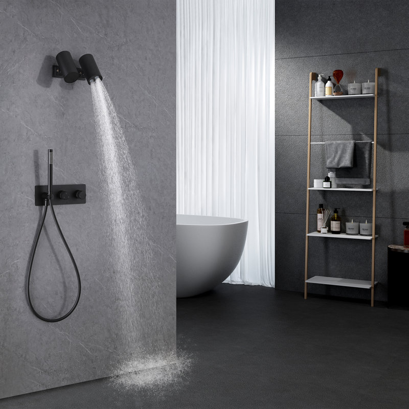 Complete Shower System with Rough in-Valve, Matte Black