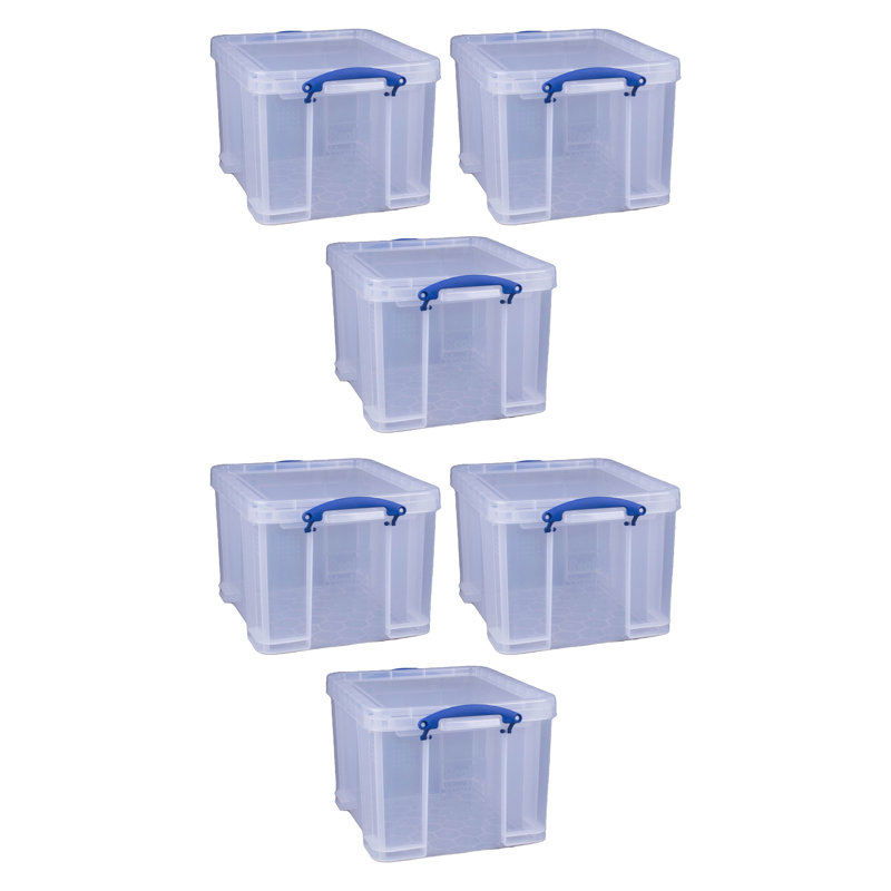  32 Liter Storage Container w/Snap Lock Handles, 6 Pack, Clear, 33.81 Quarts, 6-Packs, Clear