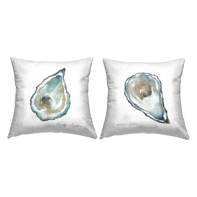 Minimal Pacific Oysters 2 PC Outdoor Printed Pillow Set by Carol Robinson