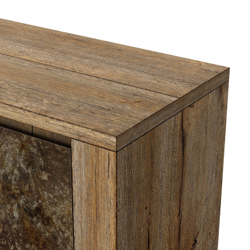 REDONDO Media Console, Burnt Bleached Oak Resawn