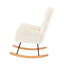 Chaise berçante confortable en tissu blanc crème, structure en métal et pieds en bois massif pour un confort accru