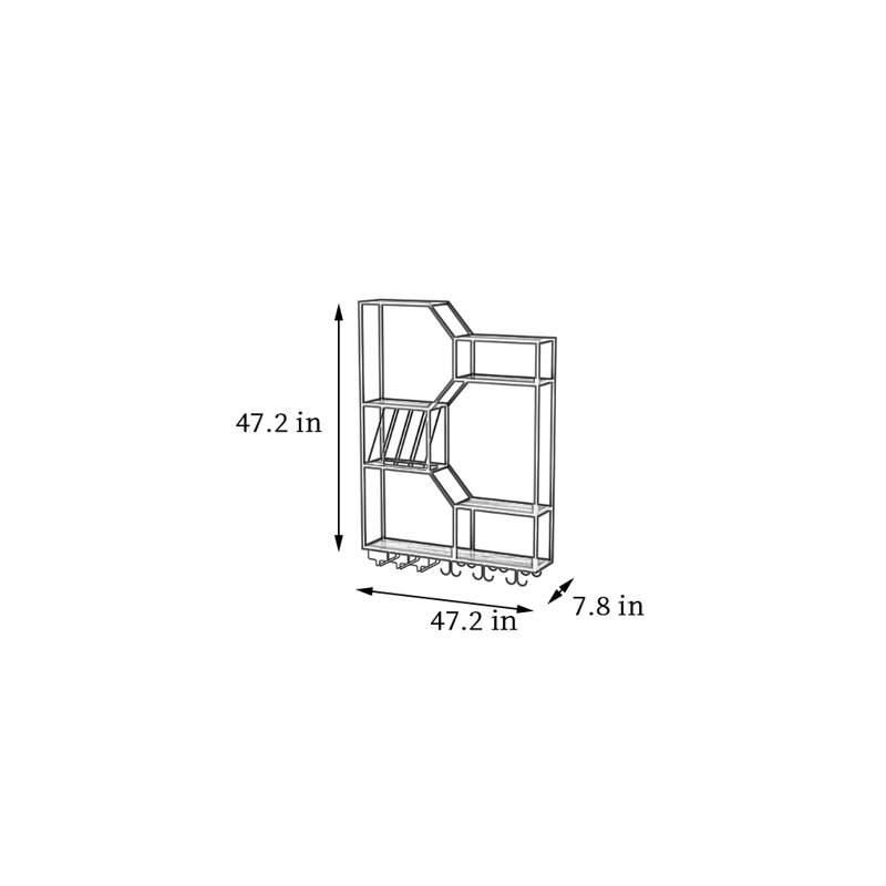 Creative Multifunctional Wall Mounted Wine Rack, 47.2" H x 47.2" W x 7.8" D, Black