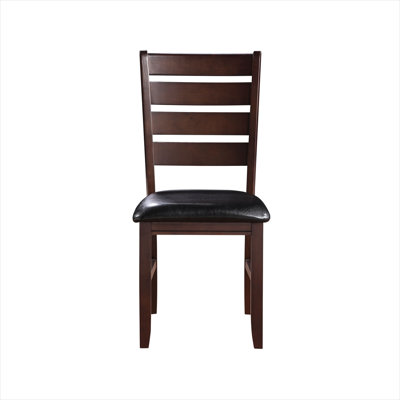 Ensemble de 2 chaises d'appoint avec sièges en similicuir noir et cadres en bois au fini cerisier, sièges de salle à manger modernes pour la cuisine ou la salle à manger