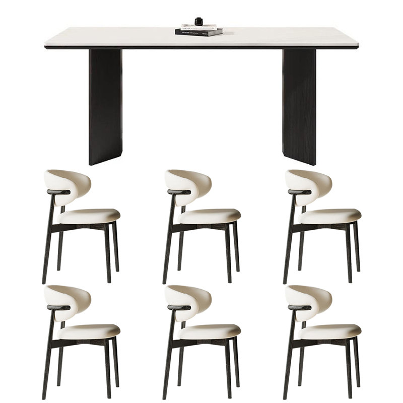 Solid wood dining table home rectangular rock slab, 29.53"H x 62.99"L x 31.5"W