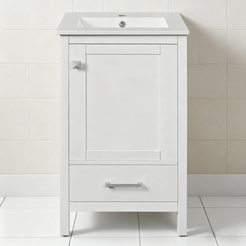 Meuble-lavabo avec comptoir en céramique 20 po Royeir, Naturel, H 34,2 po x l 18,3 po x P 20 po