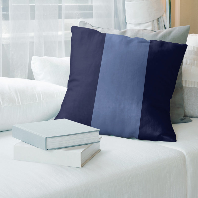 Coussin Memphis, 20 po x 20 po, Bleu marine / bleu / bleu marine, Polyester/ Bourre en polyester