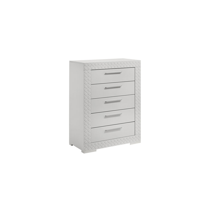Commode 5 tiroirs en bois blanc Blanca