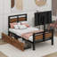 Metal Twin Platform Bed with Two Storage Drawers and Rotatable TV Stand-93308827