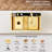 3Starz Gold 29.5 X 17.7 Inchdigital Display Kitchen Sink, 304 Stainless Steel Nano Coated Drop-In Sink With Dual-Track Workstation, 5 Spray Modes & Quiet Under-Mount Installation