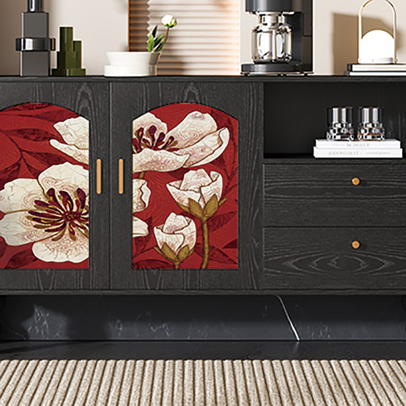 59.1in Sideboard Cabinet, Black/Red