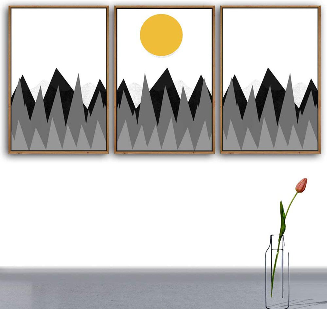 Nordic Simple Style - 3 Piece Floater Frame Graphic Art Print on Canvas IDEA4WALL 