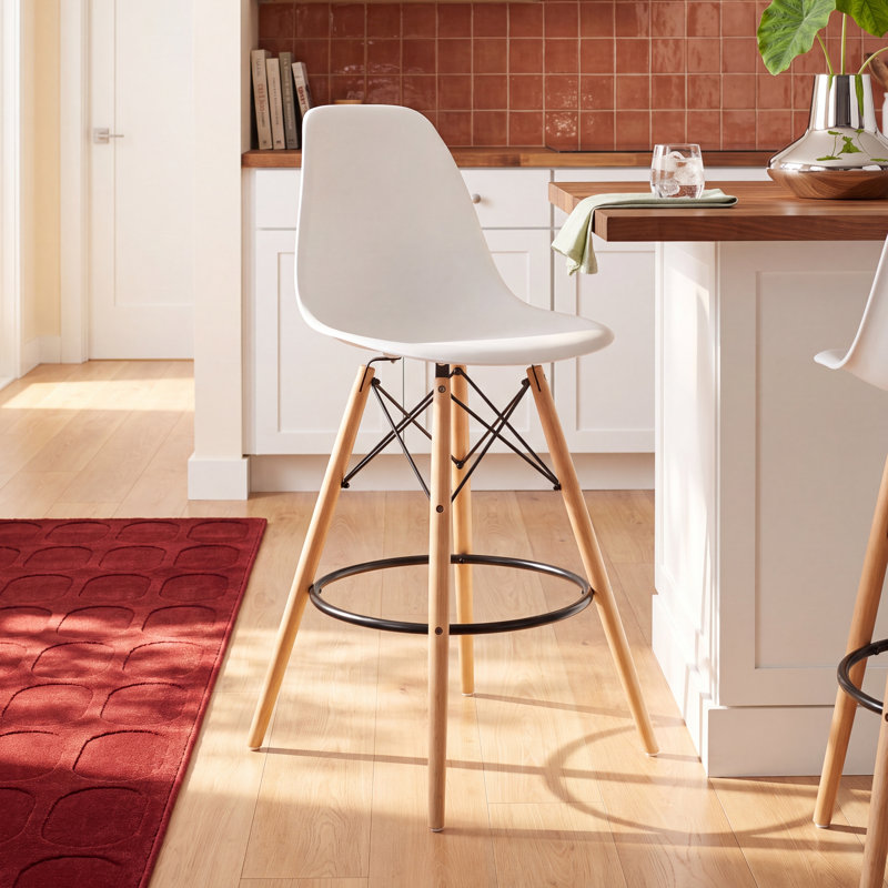 Jordan Bar & Counter Stool, White/Natural, Counter Stool (26" Seat Height)