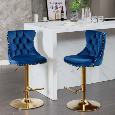 Tabourets de bar pivotants en velours