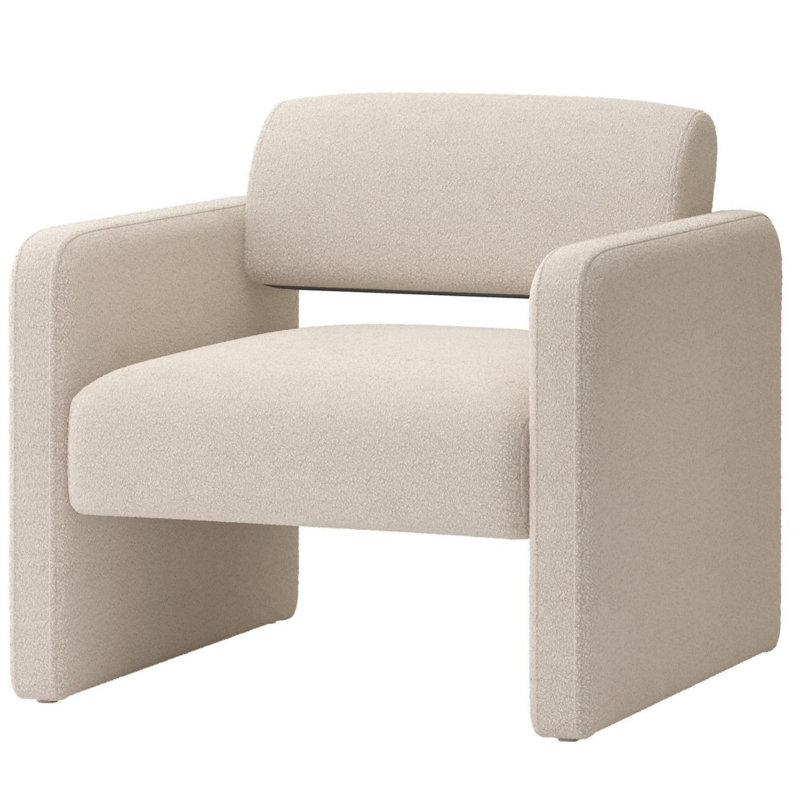 Upholstered Comfortable Chair, Beige Velvet